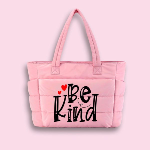 Be Kind Red Heart Teacher Puffy Tote Bag