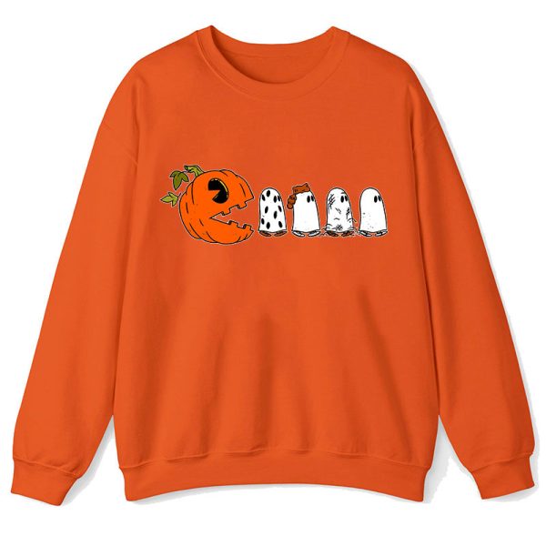 Pumpkin Ghost Pacman Teacher Sweatshirt