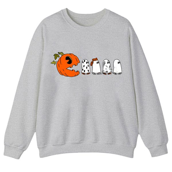 Pumpkin Ghost Pacman Teacher Sweatshirt