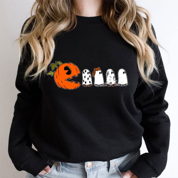 Pumpkin Ghost Pacman Teacher Sweatshirt