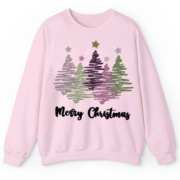 Merry Christmas Colorful Trees Teacher Sweatshirt