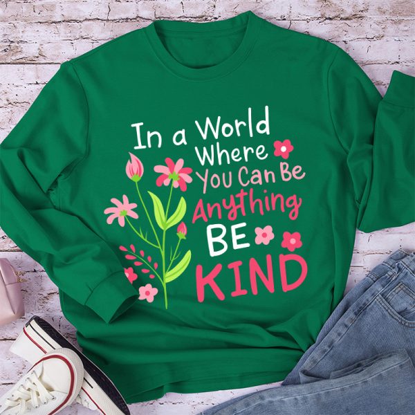 Be Kind Pink Flower Teacher Long Sleeve T-Shirt